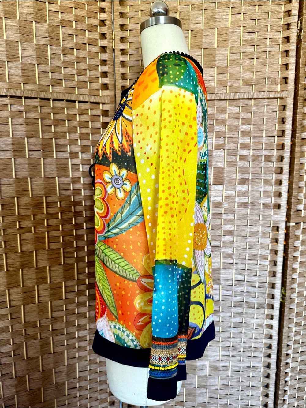 EUC Desigual bright bold floral print blouse L - Picture 9 of 12